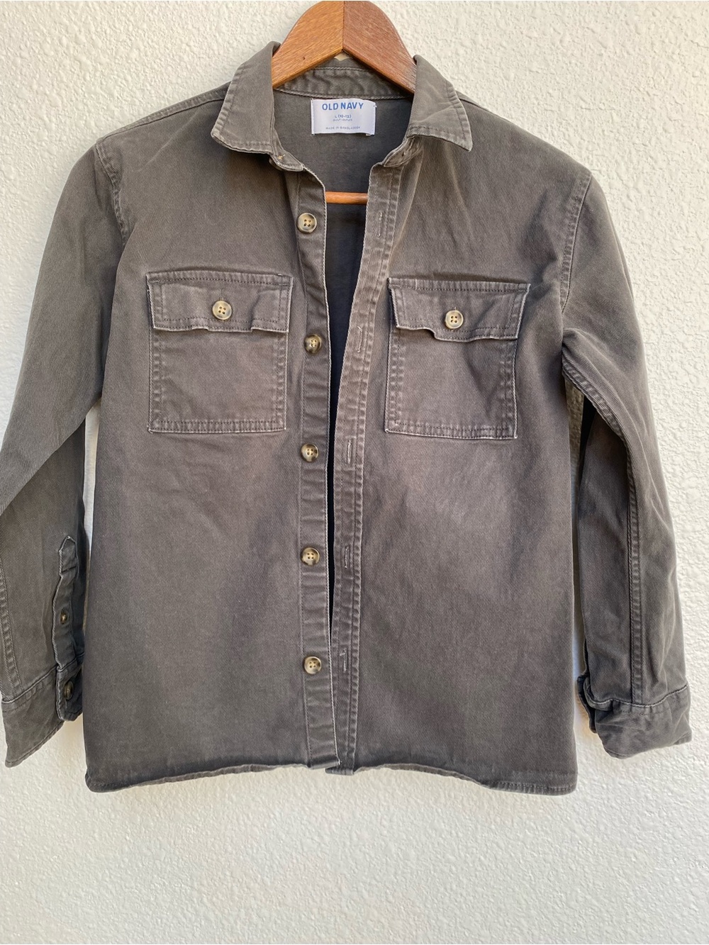 Old Navy Kids' Gray Button-Up Utility Shirt - Boy’s Large